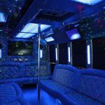 party bus interior with blue light